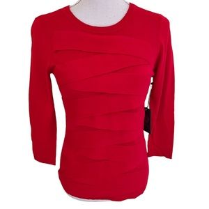 Vince Camuto Red (Fire Glow) Bandage Trimmed Sweater PS